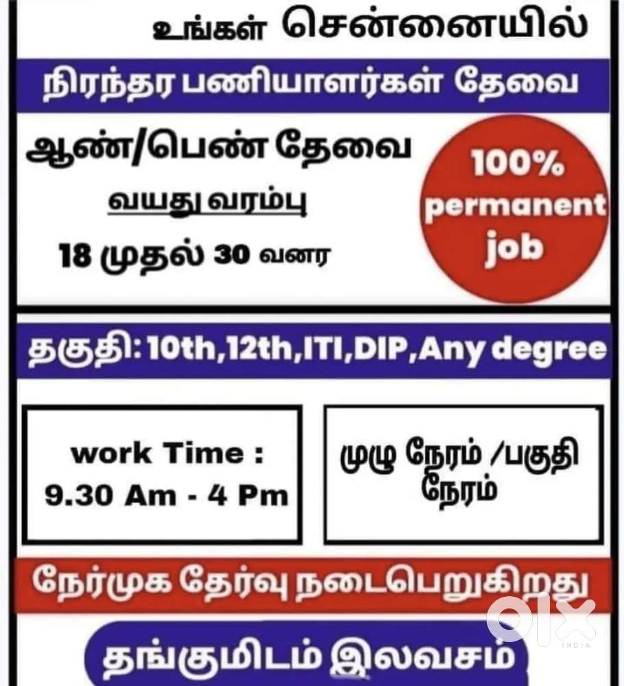 PERMANENT JOB VECANCY AVAILABLE