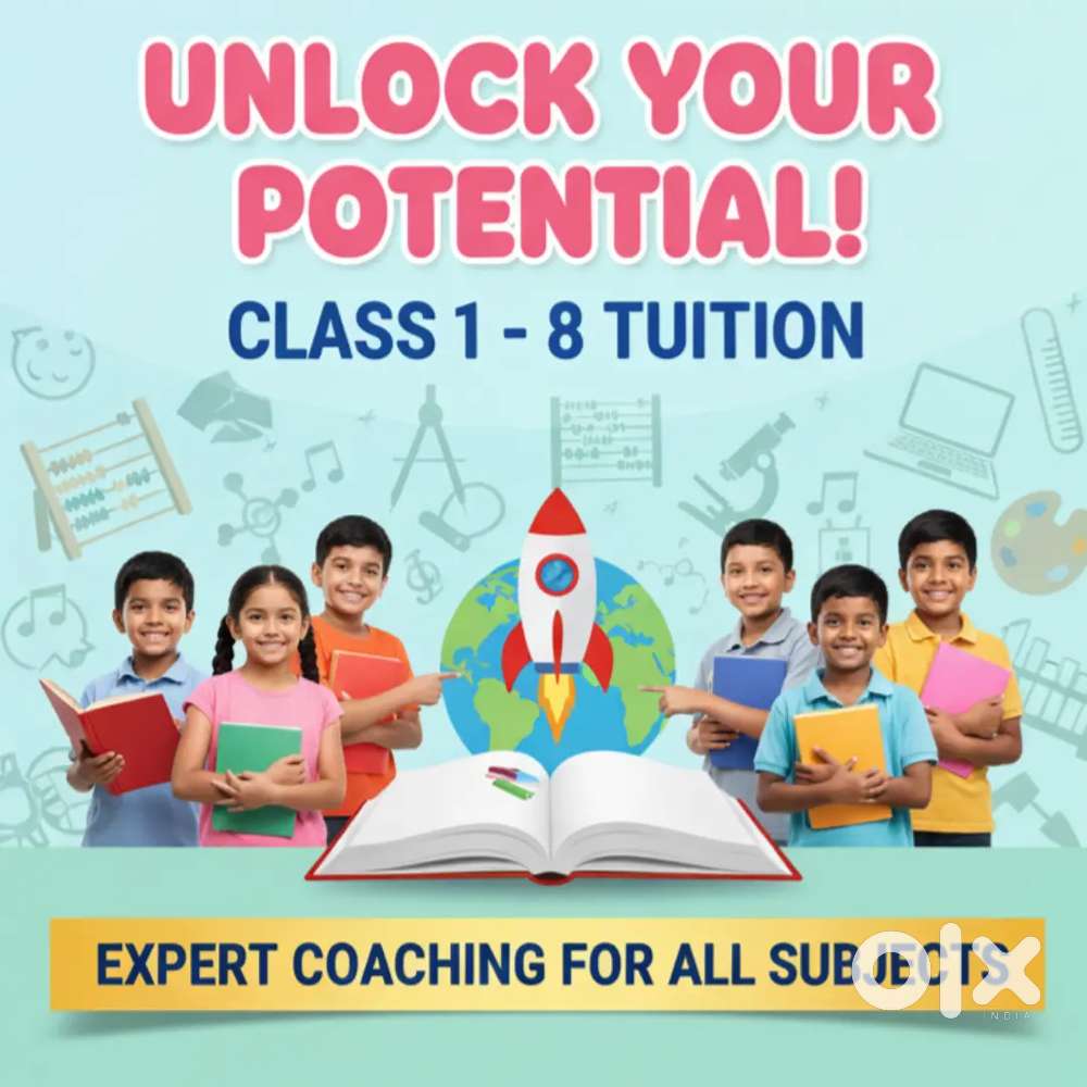 Tution available for class 1 to class 8
