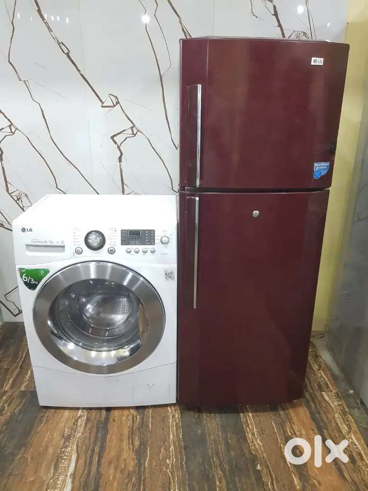 Lg double door refrigerator and lg front load washing machine $