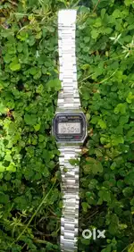 Casio Vintage Digital Grey Dial Unisex Watch Silver Metal Strap