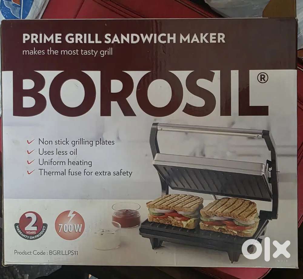 Borosil Prime Grill Sandwich Maker – Excellent Condition (1 Year Old)