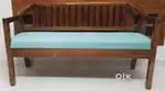 Teak wood Back Rest Rattan Bench