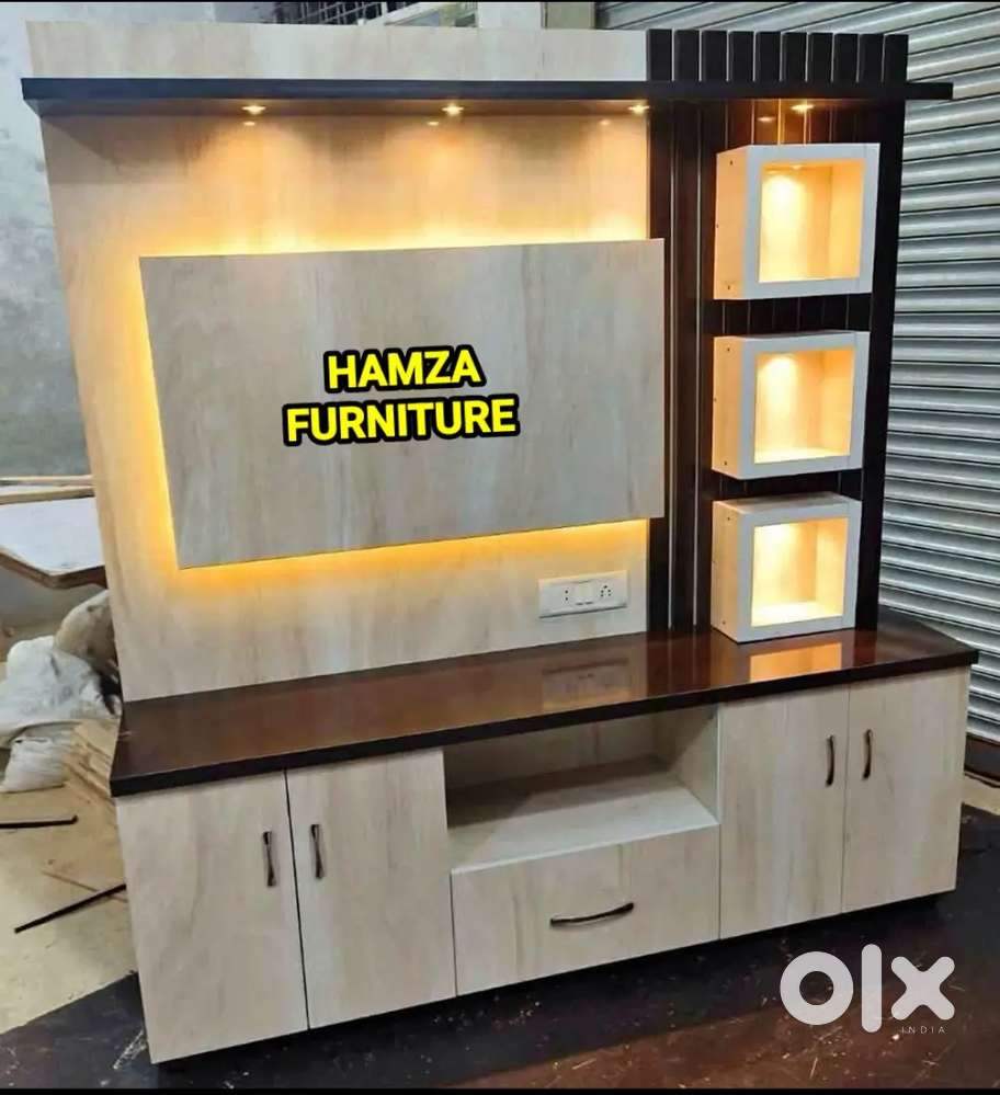 HAMZA FURNITURE New designer stylish luxury look particle wood tv unit