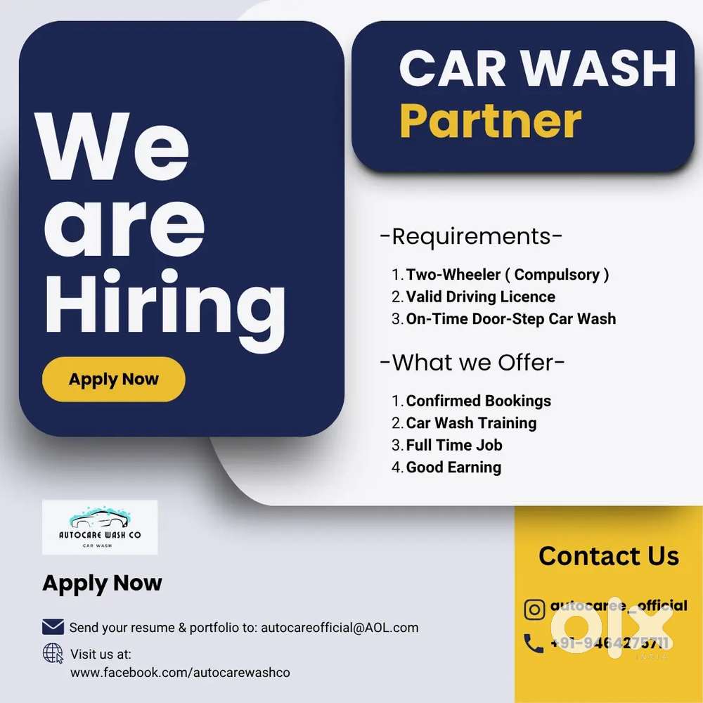 HIRING CAR WASH PARTNER - Mohali + Chd