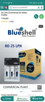 BLUE SELL commercial RO 25 LPH