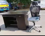 Headrest chair with table