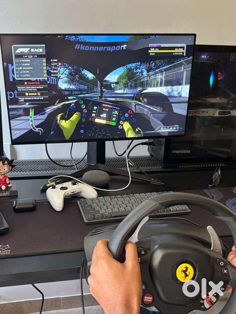 Gaming pc with full hd monitor and keyboard mouse.