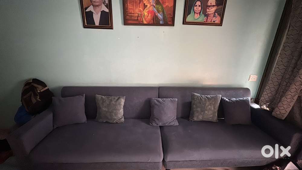 5 seater straight design blue and green sofa