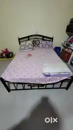 Metal queen size bed with matters