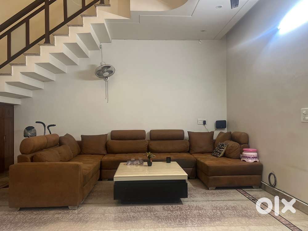 L type sofa set brown colour