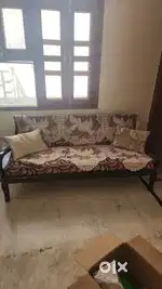 Elegant Dark Wood Sofa Set - 3 Seater Sofa
