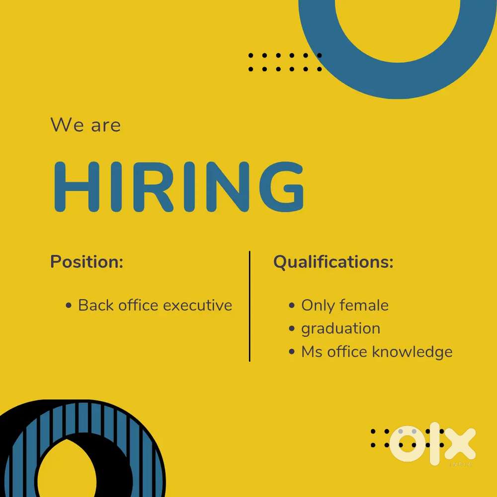 Back office executive (only female)