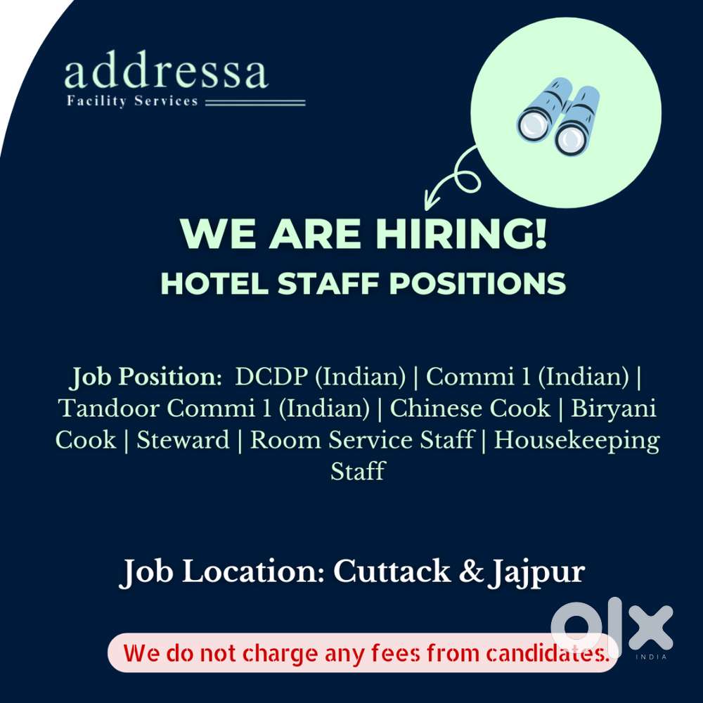 DCDP, Commi 1, Tandoor Commi 1, Chinese Cook, Biryani Cook, Steward
