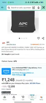 APC Back-UPS BX600C-IN 600VA / 360W, 230V, UPS System