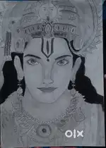 Ram ji ki artwork shading A4 size me handmade and