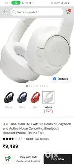 JBL TUNE750 btnc 7 months Good condition looks like new only for 2996