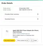 Genuine Apple 20W USB-C power adapter, compatible with iPhones, iPads,