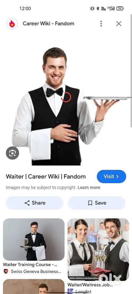 Waiter job benquet and hotel