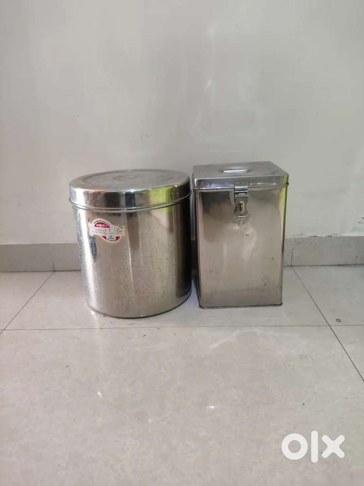 2 Stainless Steel Dabbas, glass food containers, Appe maker