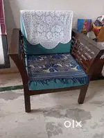 Two Single Teak Wood Sofa with Cushion