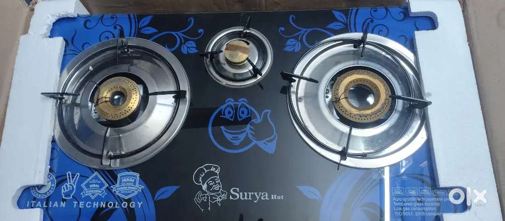 SURYA 3 BURNER GLASS STOVE