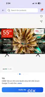 TCL 55 inch QLED fully featured gaming tv