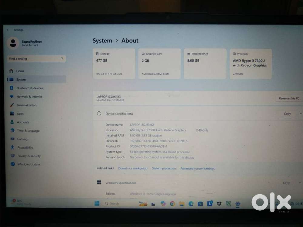 Brand:- Lenovo IdeaPad Slim 3 (15,8') with Rapid Charge boost.