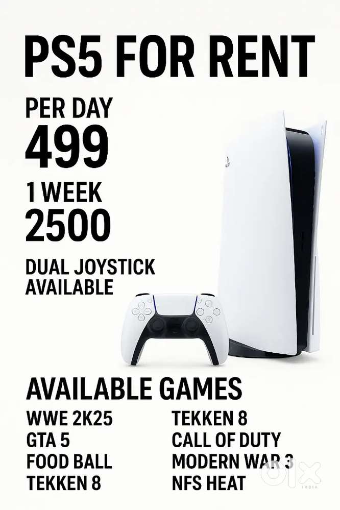 PS5 FOR RENT WITH DUAL JOYSTICK