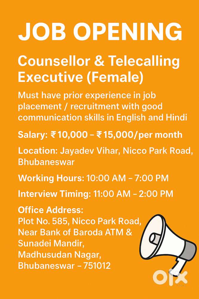 Counsellor & Telecalling Executive (Female)