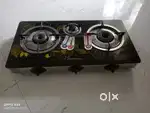 3-Burner Glass Top Gas Stove – Auto Ignition | Just ₹2000