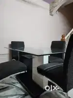 Glass Dining Table + 4 Padded Chairs