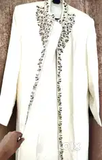 Expensive fashionable designer branded wedding function Sherwani Siver