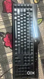 Gaming keyboard, headphones, monitor