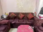 7 seater sofa set along with center table, cushions and sofa covers