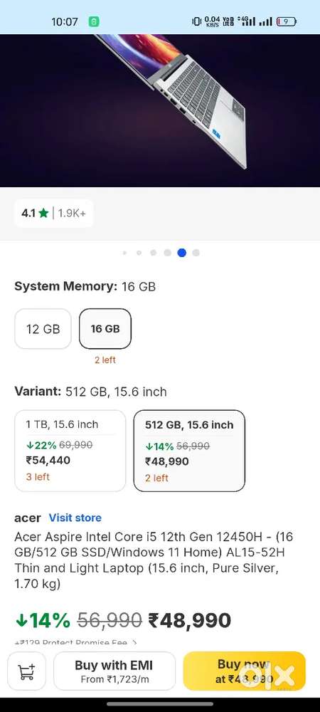 Acer Aspire Intel Core i5 12th Gen 12450H - (16 GB/512 GB)