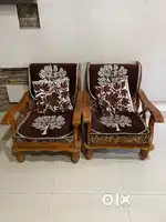 3+ 2 wodeen sofa set + 6 dining chairs + center table