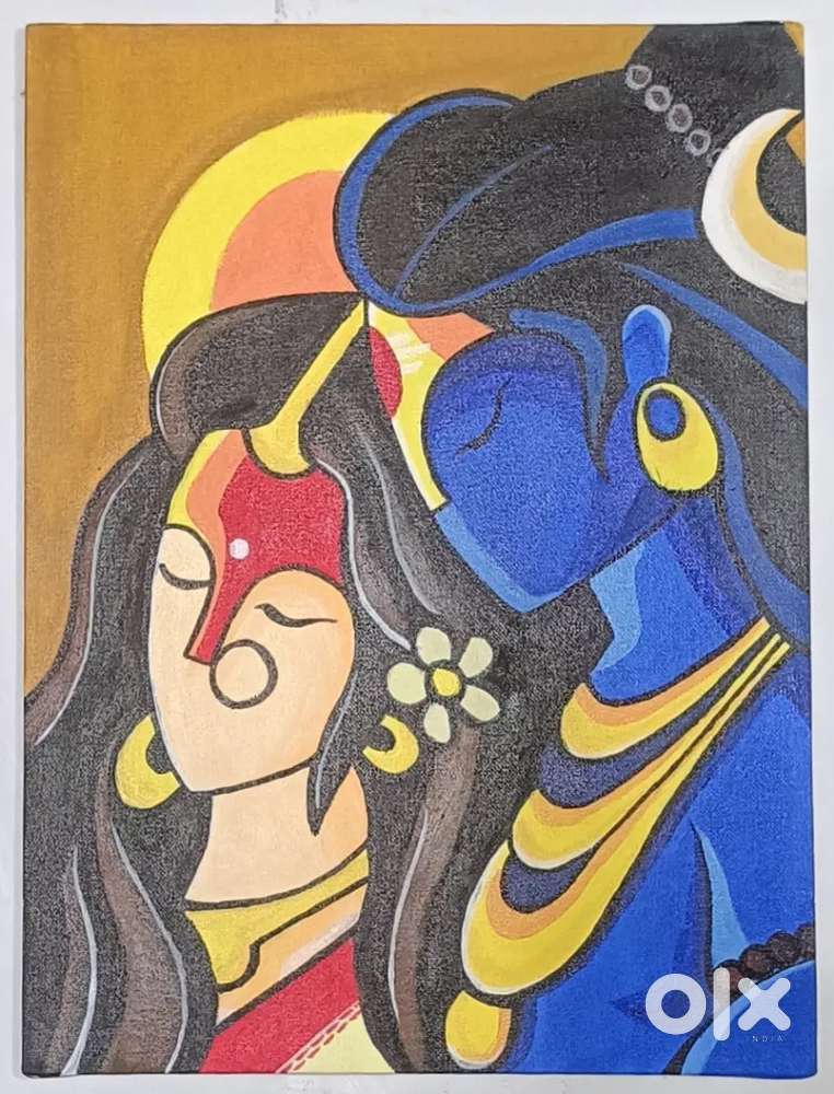 Shiv parvati canvas painting 12×16