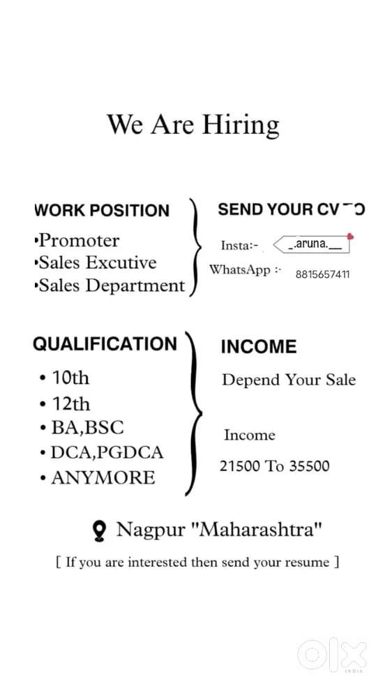 Urgent requirement for any girls and boys both are applying