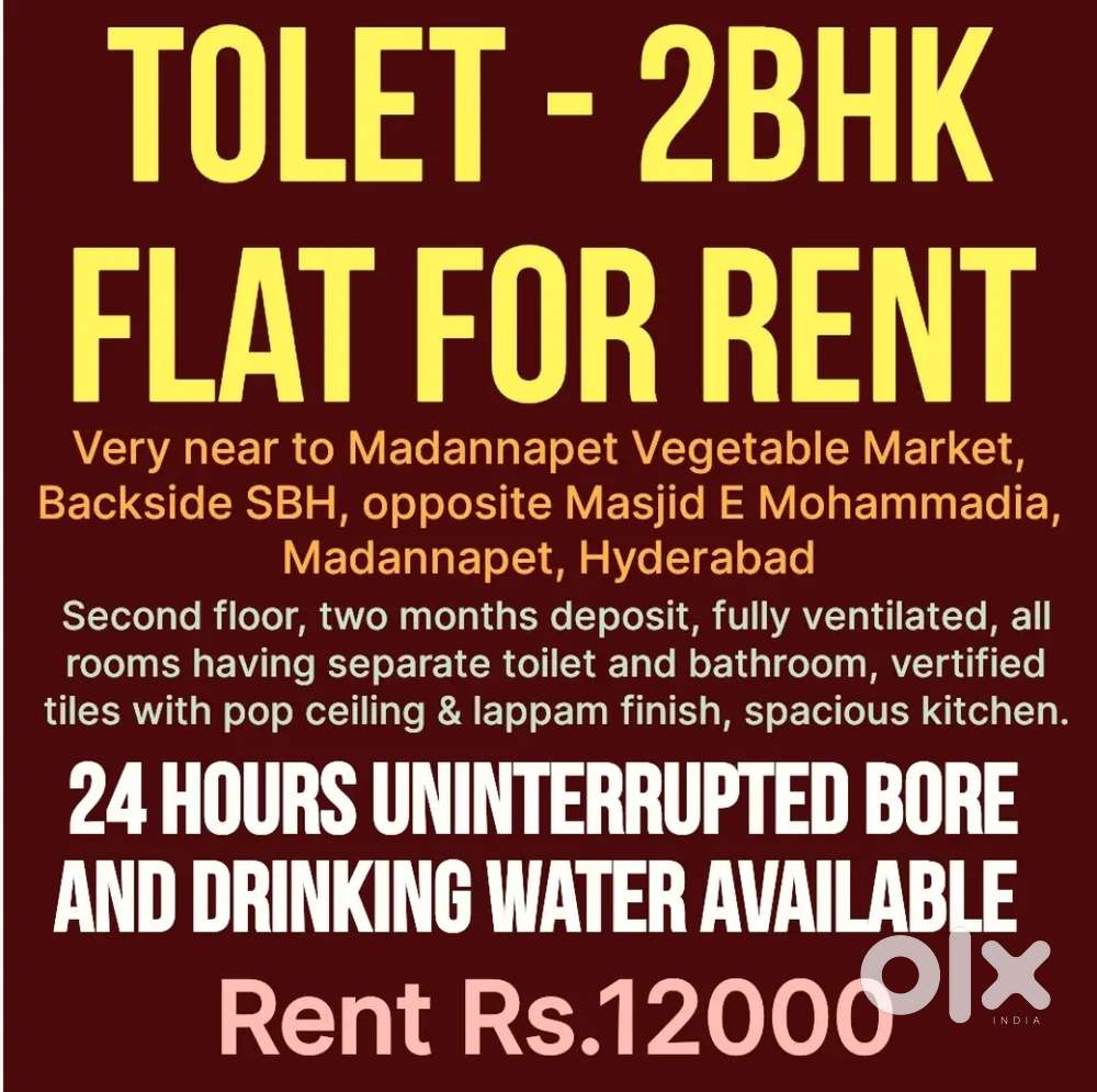 2 BHK FLAT Near Madannapet Vegetable Market