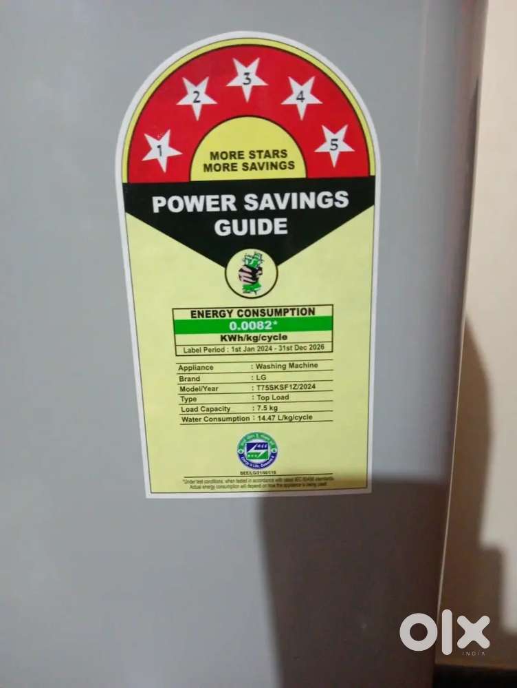 5* LG 7.5KG TOP load washingmachine