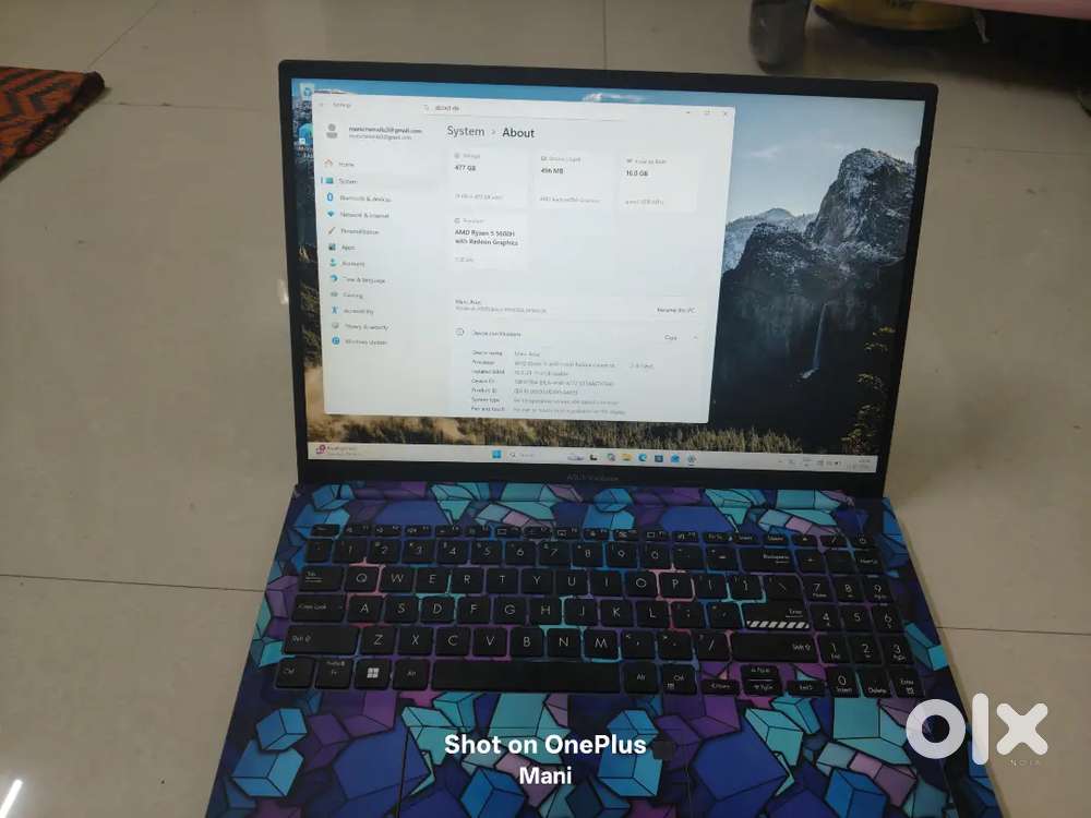 Asus vivobook 16x ryzen5 5600H 16/512 gb one year old 30000