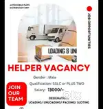Helper vacancies male female staff required