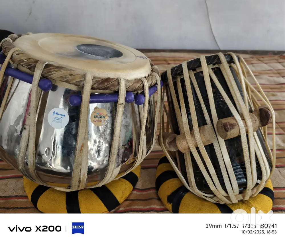 Good quality steel and wood tabla pair