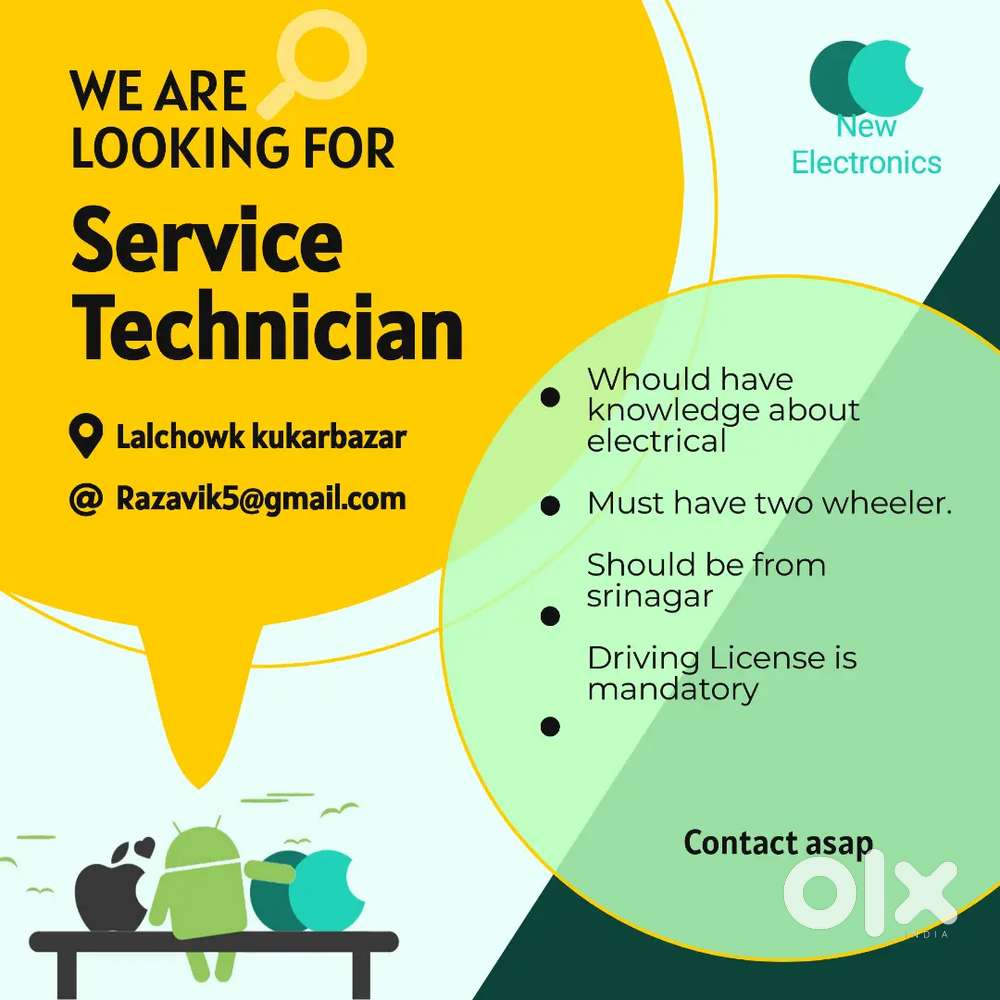 Need technician for service centre