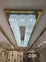 Luxury Rectangular Crystal Chandelier – 3 Color LED (Cool, Warm & Mix