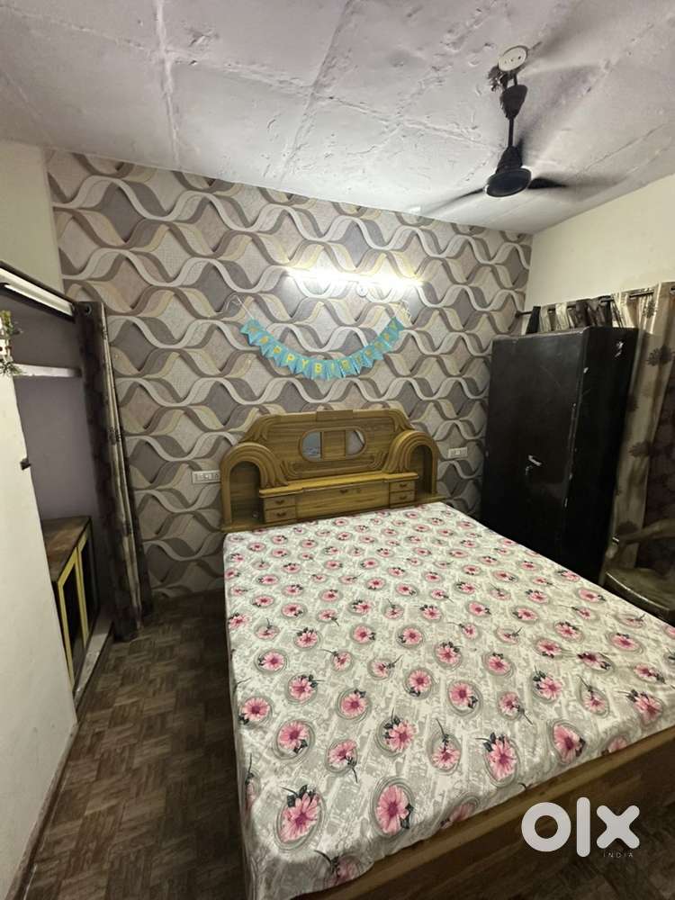 Fully furnished room bed ac fridge gyser led