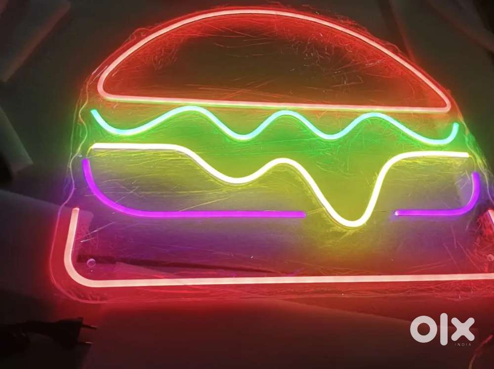 Fryer electric and Neon Lights burger milkshake softy icecream