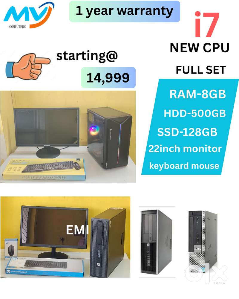 Full Set @ Low Price  CPU - Branded Intel  Ram - 8GB DDR3  Hard Disk -