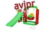 New school furniture toys three in one slide+ jhula+basket+ball stand