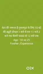 वेटर, हेल्पर, शेफ चाहिए रेस्टोरेंट के लिए रहना खाना कंपनी देगी  हैं